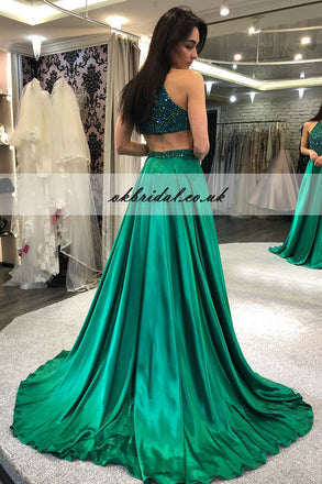 A-Line Beaded Prom Dress, Cheap Floor-Length Prom Dress, KX540