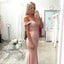 Mermaid Off Shoulder Evening Dresses, Lace Prom Dresses , Pink Backless Prom Dress, LB0546