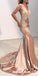 Unique Mermaid Spaghetti Straps Prom Dresses, Backless Applique Prom Dresses, KX573