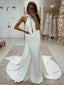 Elagnat Mermaid Halter Sleeveless Open-Back Long Wedding Dresses, FC5814