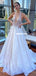 Halter A-line Lace Backless Tulle Elegant Long Wedding Dresses, FC5868