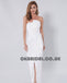 Charming White Slit Bridesmaid Dress, Cheap Backless Mermaid Bridesmaid Dress, KX590