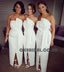 Charming White Slit Bridesmaid Dress, Cheap Backless Mermaid Bridesmaid Dress, KX590