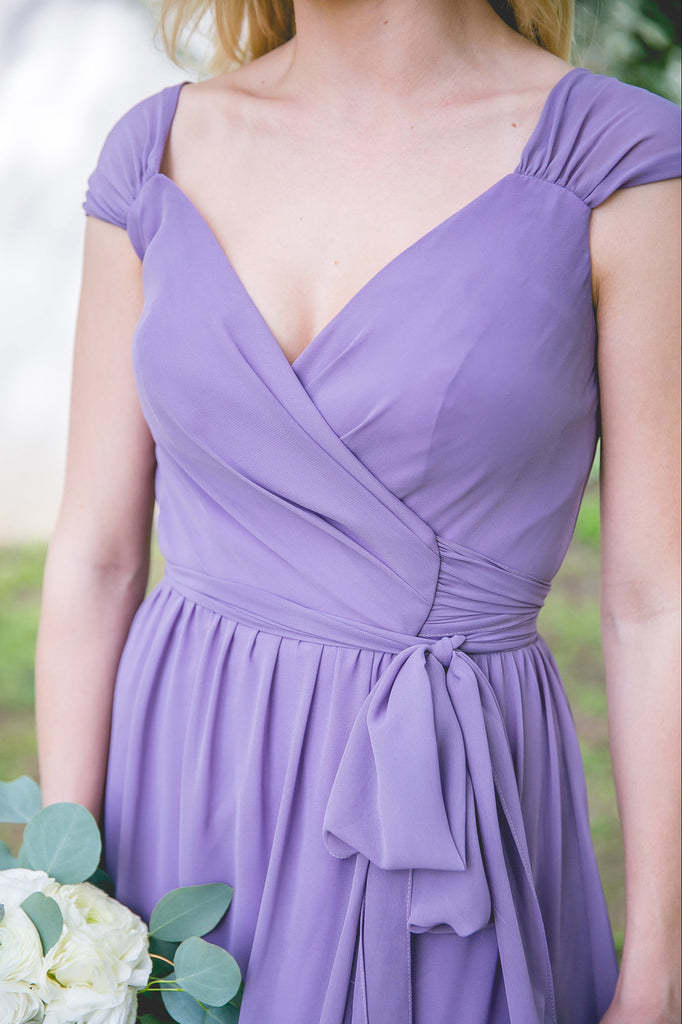 Long Bridesmaid Dress, Chiffon Bridesmaid Dress, Cap Sleeve Bridesmaid Dress, Floor-Length Bridesmaid Dress, New Arrival Bridesmaid Dress, V-Back Bridesmaid Dress, LB0598