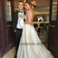 Deep V-Neck Prom Dresses, Sparkle Backless Vintage Prom Dresses,KX600