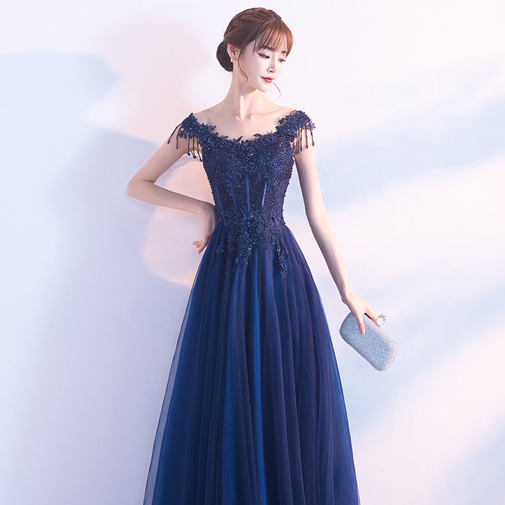 Tulle Prom Dresses, Beading Applique Evening Dresses, A-Line Gorgeous Prom Dress, LB0609