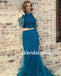 Long Sleeve Lace Prom Dresses, New Arrival Mermaid Beaded Organza Prom Dresses, KX618