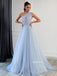 Charming Tulle One-shoulder A-line Appliques Prom Dresses, FC6321