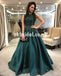 Charming Satin A-Line Prom Dresses, Beaded Sexy V-Back Prom Dresses, KX635