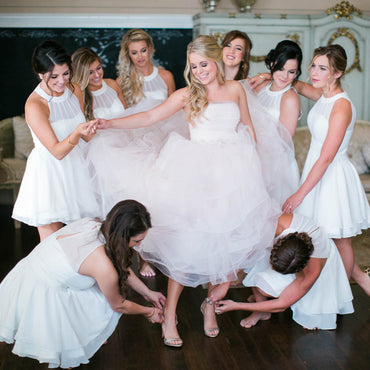 Short Knee-Length White Chiffon A-Line Sleeveless Bridesmaid Dress, KX647