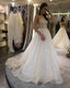 Sparkly Sequin A-Line Gorgeous Tulle V-Back Wedding Dresses, KX658