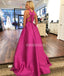 Satin V-Neck Prom Dresses,  A-Line Backless Prom Dress with Bow-Knot, KX668