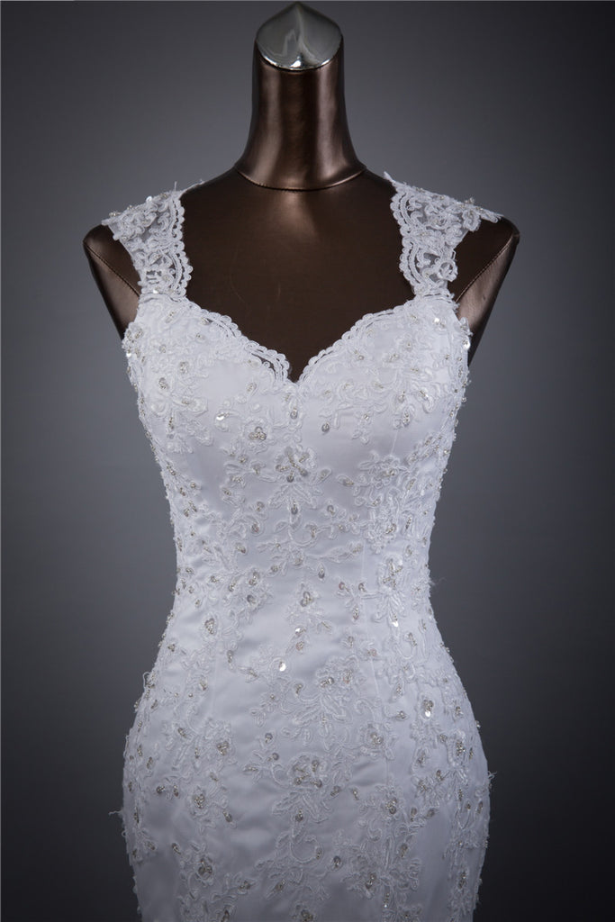 Long Wedding Dress, Lace Wedding Dress, Sleeveless Wedding Dress, Mermaid Bridal Dress, Sequin Wedding Dress, Applique Wedding Dress, Sexy Dress, LB0700