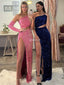 One Shoulder Sparkle Sequin Long Gorgeous Prom Dresses, FC7020