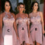 Charming High-Low Applique Long Bridesmaid Dresses, A-Line Satin Mismatched Birdesmaid Dresses, KX702