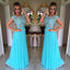 Turquoise Cap Sleeve  Evening Prom Dresses, Sexy See Through Party Prom Dress, Custom Long Prom Dress, Cheap Party Prom Dress, Formal Prom Dress, 17029