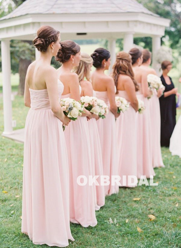 Cheap Pink Sweet Heart Bridesmaid Dress, Chiffon Backless Bridesmaid Dress, KX743