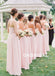 Cheap Pink Sweet Heart Bridesmaid Dress, Chiffon Backless Bridesmaid Dress, KX743