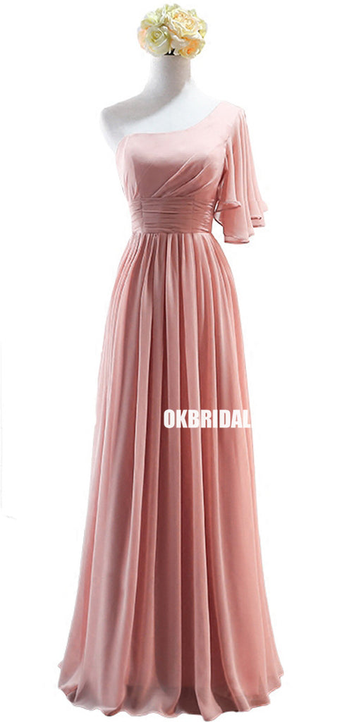 Mismatched Chiffon A-Line Simple Bridesmaid Dress, Lace-Up Floor-Length Bridesmaid Dress, LB0750