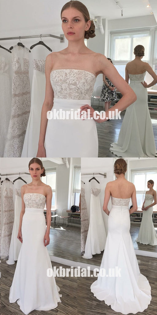 Lace Top Mermaid Sweet Heart Wedding Dress, Vintage Sexy Backless Wedding Dress, LB0752