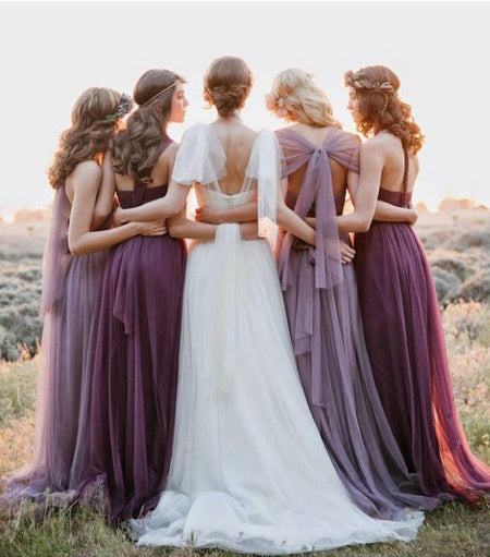 Long Mismatched Bridesmaid Dress, Chiffon Convertible Bridesmaid Dress, LB0758