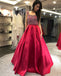 Simple Satin A-Line Prom Dresses, Beaded Backless Floor-Length Prom Dresses, KX770