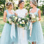 Long Bridesmaid Dress, Tulle Bridesmaid Dress, High-Low Bridesmaid Dress, Dress for Wedding, Square Neckline Bridesmaid Dress, Floor-Length Bridesmaid Dress, LB0810