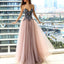 Sparkle Beaded Sleeveless Prom Dresses, Cheap Tulle A-Line Prom Dresses, KX838