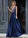 Long Prom Dresses, Satin Prom Dresses, Deep V-Neck Prom Dresses, Beading Prom Dresses, Sexy Prom Dress, Floor-length Prom Dress, LB0862