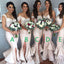 Mismatched Unique Design Different Styles Sexy Mermaid Side Split Women Charming Sequin Cheap Bridesmaid Dresses, WG88