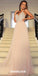 Spaghetti Straps V-Neck Tulle Backless Prom Dress, Sequin Evening Dresses, LB0944