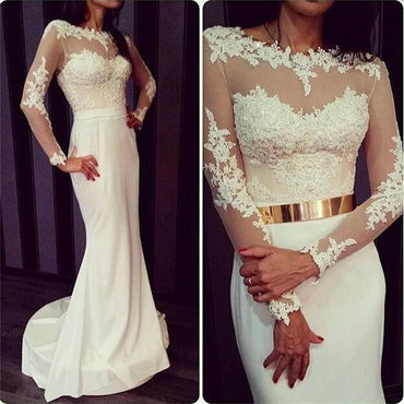 Newest White Prom Dresses, Long Sleeves Prom Dresses,Formal Prom Dresses, Sexy Prom Dresses, Charming Prom Dresses, Open Back Prom Dresses,Prom Dresses Online,PD0118