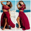 Burgundy Prom Dress,Sexy Slit Prom Dress,Two-piece Party Dress ,Cheap Prom Dress,Wedding Dresses ,Evening dresses, Prom Dresses,Long Prom Dress ,Prom Dresses Online,PD0091