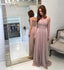 Elegant Off Shoulder Lace Top A-Line Chiffon Cheap Long Bridesmaid Dresses, FC1582