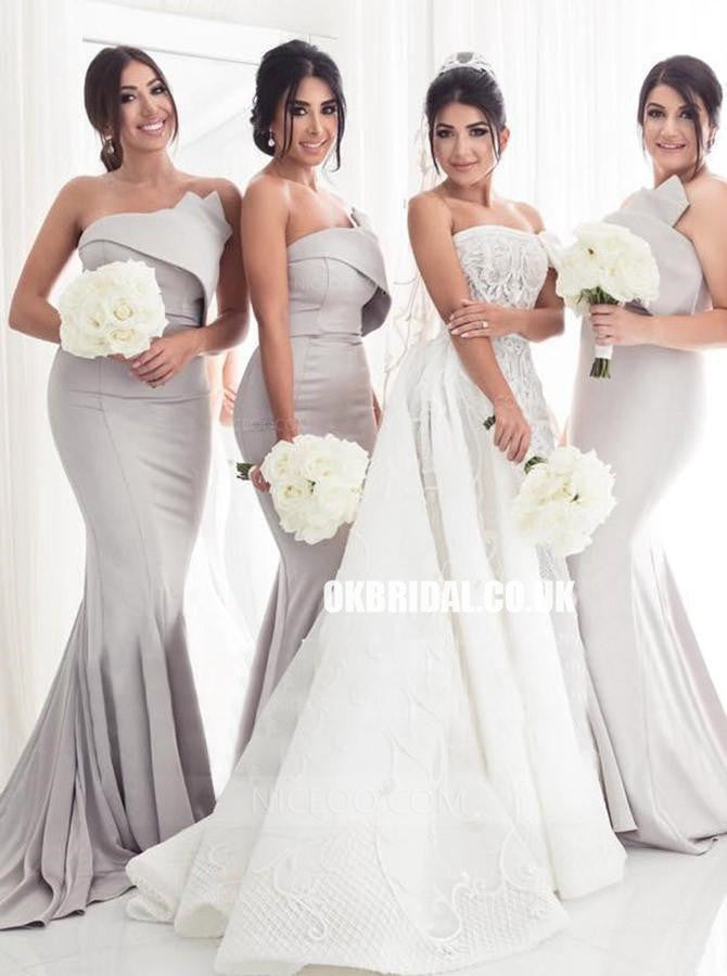 Sexy Mermaid Soft Satin Backless Elegant Bridesmaid Dresses, FC2034