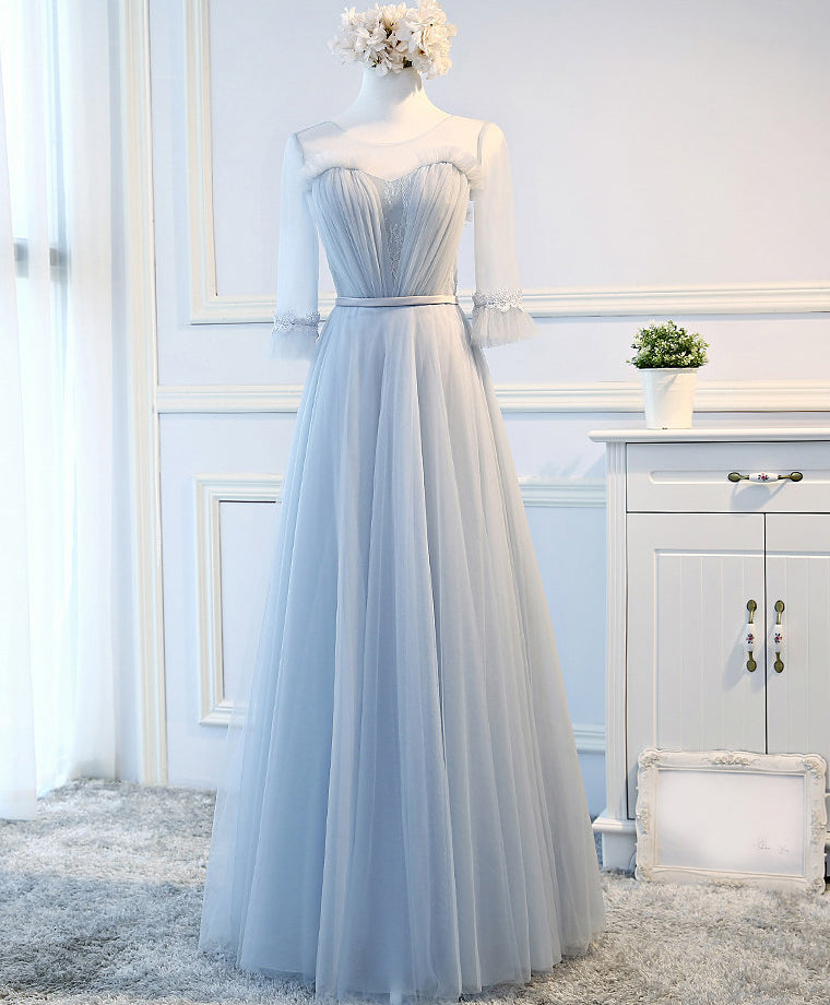 Mismatched Long Tulle Bridesmaid Dress, Cheap A-Line Bridesmaid Dress, KX1003