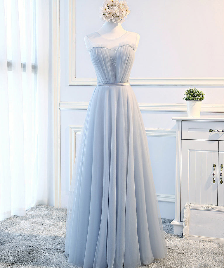 Mismatched Long Tulle Bridesmaid Dress, Cheap A-Line Bridesmaid Dress, KX1003