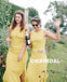 Cheap Long Slit Long Bridesmaid Dress, Yellow Elegant Sleeveless Bridesmaid Dress, KX1024