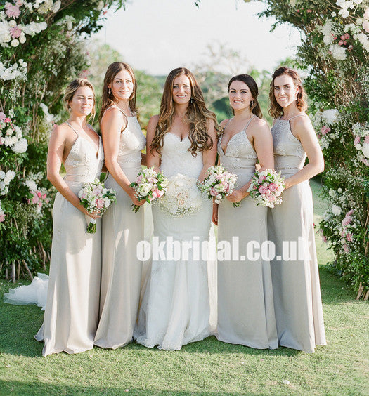 Charming Mismatched Sheath Bridesmaid Dresses, Long Backless Soft Satin Bridesmaid Dresses, KX1139