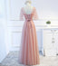 Long Tulle A-Line Half Sleeve Lace Backless Floor-Length Bridesmaid Dress, FC1699