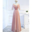 Long Tulle A-Line Half Sleeve Lace Backless Floor-Length Bridesmaid Dress, FC1699