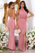 Charming Mismatched Mermaid Jersey Sexy Slit Long Bridesmaid Dress, FC6308