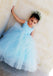 Blue Tulle A-Line Sleeveless Flower Girl Dresses, Popular Lace Little Girl Dresses, FC1450