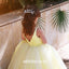 A-Line Tulle Yellow Flower Girl Dresses, Popular Satin Little Girl Dresses, FC1802