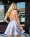 Cheap Satin Backless Homecoming Dresses, Simple Sleeveless Homecoming Dresses, KX1461