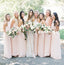 Cheap Pink Chiffon Long Lace Open-Back A-Line Bridesmaid Dresses, KX950