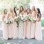 Cheap Pink Chiffon Long Lace Open-Back A-Line Bridesmaid Dresses, KX950