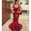 Sparkly Red Sequin Mermaid Sexy Backless Prom Dresses, FC1719