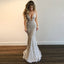 Charming Lace Mermaid Backless Beaded V-Neck Tulle Dresses, FC1738