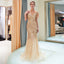 Sparkly Sequin Cap Sleeve Tulle Mermaid Backless Beaded Prom Dress, FC1777